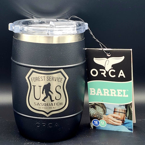 US Forest Service Sasquatch Department Whiskey Barrel Black