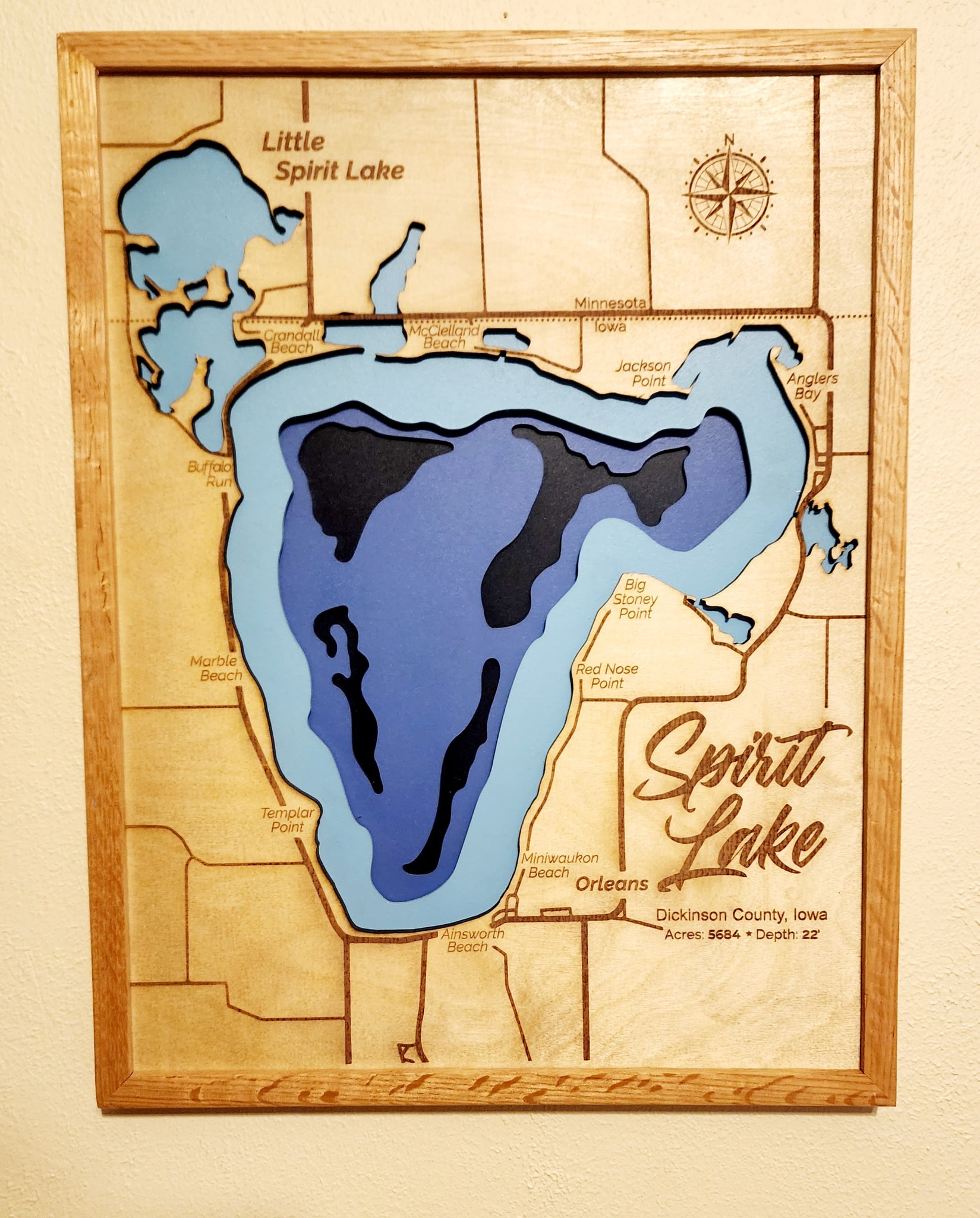 Depth Map of Big Spirit Lake Iowa Map of Dickinson County, Iowa Great Lakes, largest natural lake in Iowa