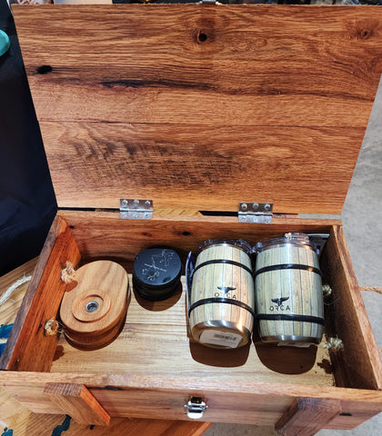 Whiskey Lover Survival Kit with Two Orca Whiskey Barrels