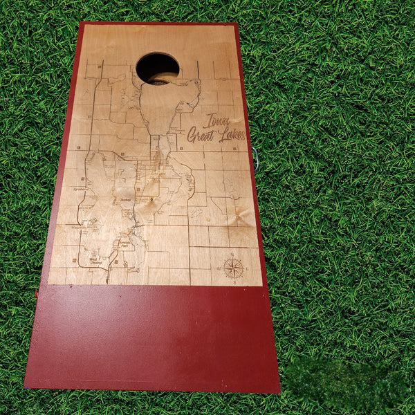 Custom Iowa Great Lakes Cornhole Set - Regulation Size with Portable Design, Magnetic Scoring & Bag Storage