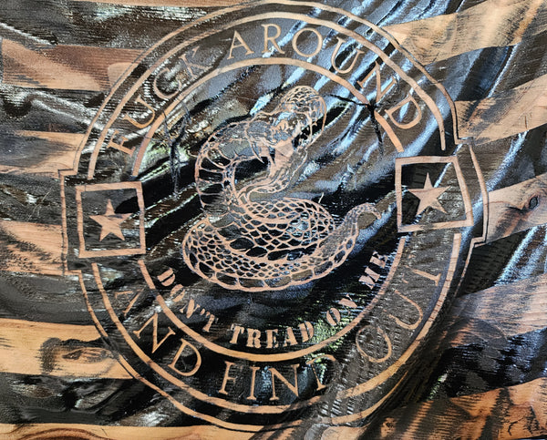 3D Wavy Flag - 21x11- - Gift - Patriotic - Memorial Day - Fourth of July - Don't tread on me - F$ck around and find out