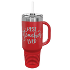 Polar Camel 40 oz. Coral Travel Mug with Handle, Straw Included