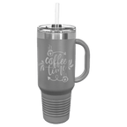 Polar Camel 40 oz. Coral Travel Mug with Handle, Straw Included