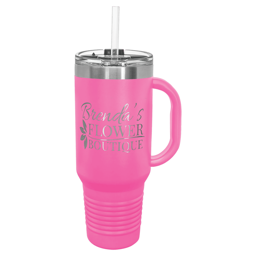 Polar Camel 40 oz. Coral Travel Mug with Handle, Straw Included