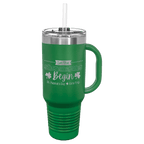 Polar Camel 40 oz. Coral Travel Mug with Handle, Straw Included