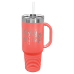 Polar Camel 40 oz. Coral Travel Mug with Handle, Straw Included