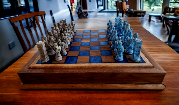 Back Lit Walnut and Epoxy Chess Board