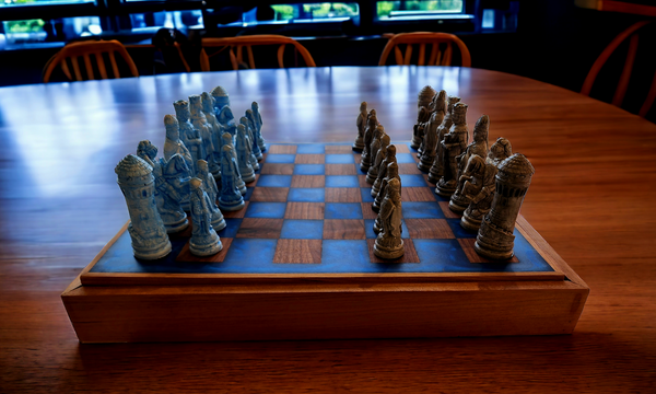Back Lit Walnut and Epoxy Chess Board