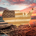 Handcrafted Wooden American Flag - Cherry, Walnut, Hickory - Continental U.S. Shape - Patriotic Home Decor, Artisan-Made
