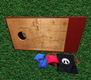 Custom Iowa Great Lakes Cornhole Set - Regulation Size with Portable Design, Magnetic Scoring & Bag Storage