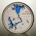 Okoboji Iowa Great Lakes Round Layered Map 22 inches