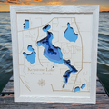Keystone Lake layered bathymetric wood map, framed product photo (Odessa, Florida)