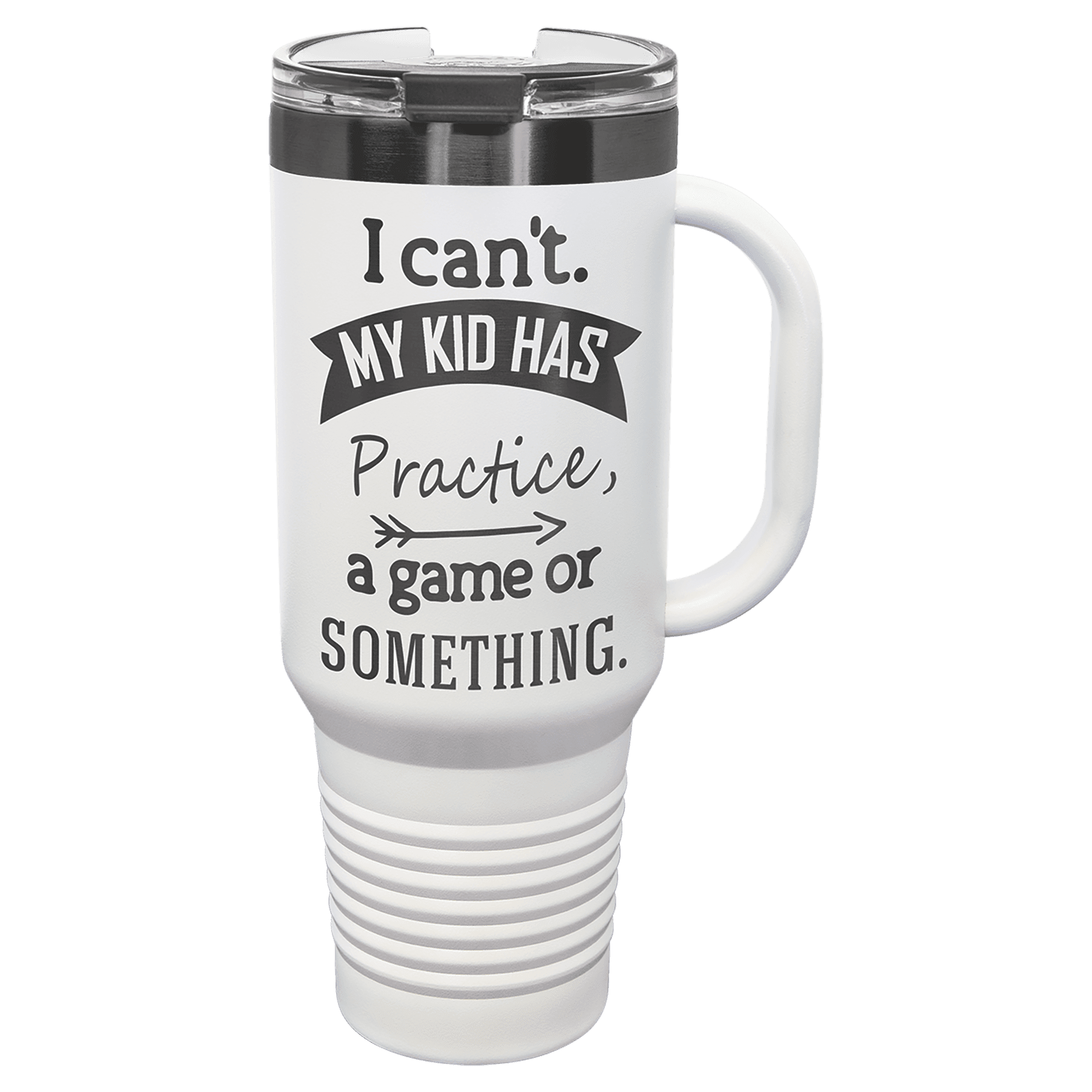 LTM7431- Polar Camel 40 oz. White/Ghost Black Travel Mug with Handle & Straw