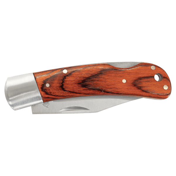 Bison River 4" Wood Folding Knife with Leather Sheath