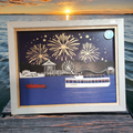 3D Laser Cut Arnold's Park & Queen II Night Scene Diorama | Baltic Birch Wood Art | West Lake Okoboji Fireworks- Small