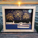 3D Laser Cut Arnold's Park & Queen II Diorama | Baltic Birch Wood Art | West Lake Okoboji