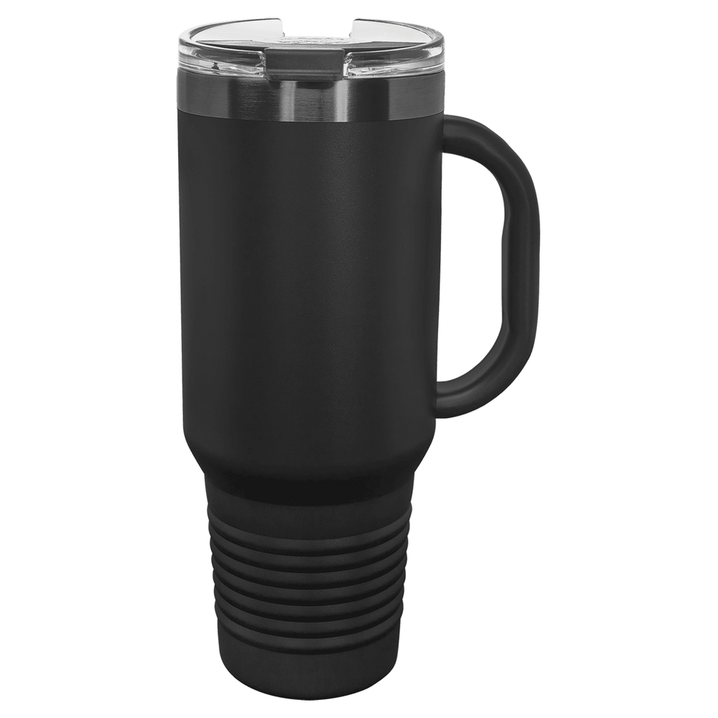 LTM7430- Polar Camel 40 oz./Ghost Black Travel Mug with Handle & Straw