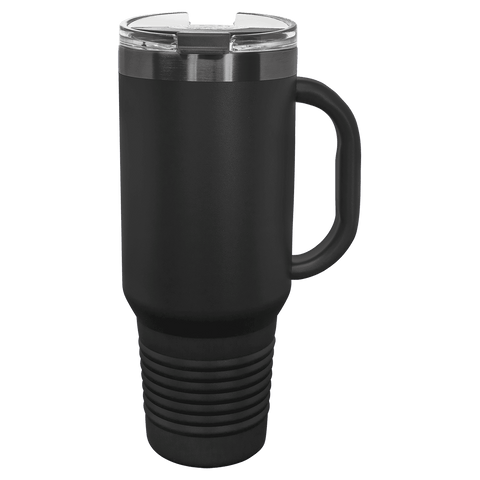 LTM7430- Polar Camel 40 oz./Ghost Black Travel Mug with Handle & Straw