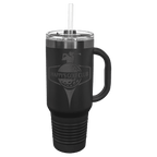 LTM7430- Polar Camel 40 oz./Ghost Black Travel Mug with Handle & Straw