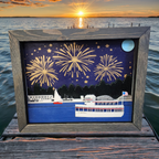 3D Laser Cut Arnold's Park & Queen II Diorama | Baltic Birch Wood Art | West Lake Okoboji
