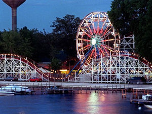 Ferris Wheel and The Thriller Roller Coaster at Arnolds Park Iowa