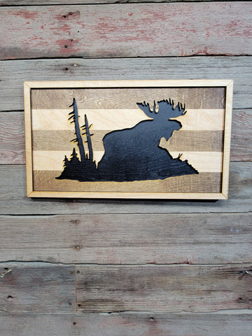Laser Cut Layered Cut Scene With Moose