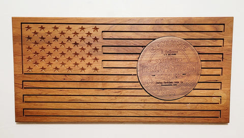 Carved and Laser Engraved Harley Davidson Gas Station Flag