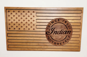 Carved and Laser Engraved Indian Motorcycle Flag