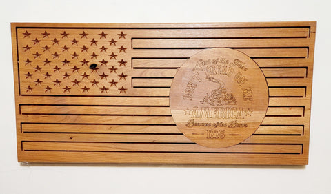 Carved and Laser Engraved Don't Tread on Me Flag