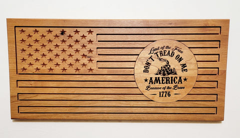 Carved and Laser Engraved Don't Tread on Me Flag