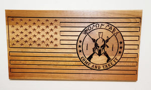 Carved and Laser Engraved Molon Labe Flag