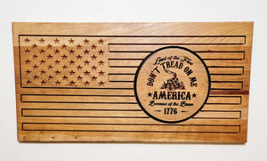 Carved and Laser Engraved Don't Tread on Me Flag