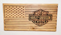 Carved and Laser Engraved Harley Davidson Flag