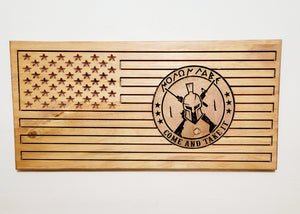 Carved and Laser Engraved Molon Labe Flag