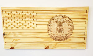 Carved Airforce Flag With Laser Inlay