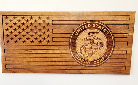 Carved Marine Flag With Laser Inlay