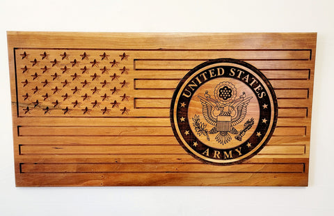 Carved Army Flag With Laser Inlay