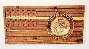 Carved Marine Flag With Laser Inlay
