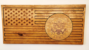 Carved Army Flag With Laser Inlay