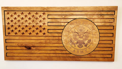 Carved Army Flag With Laser Inlay