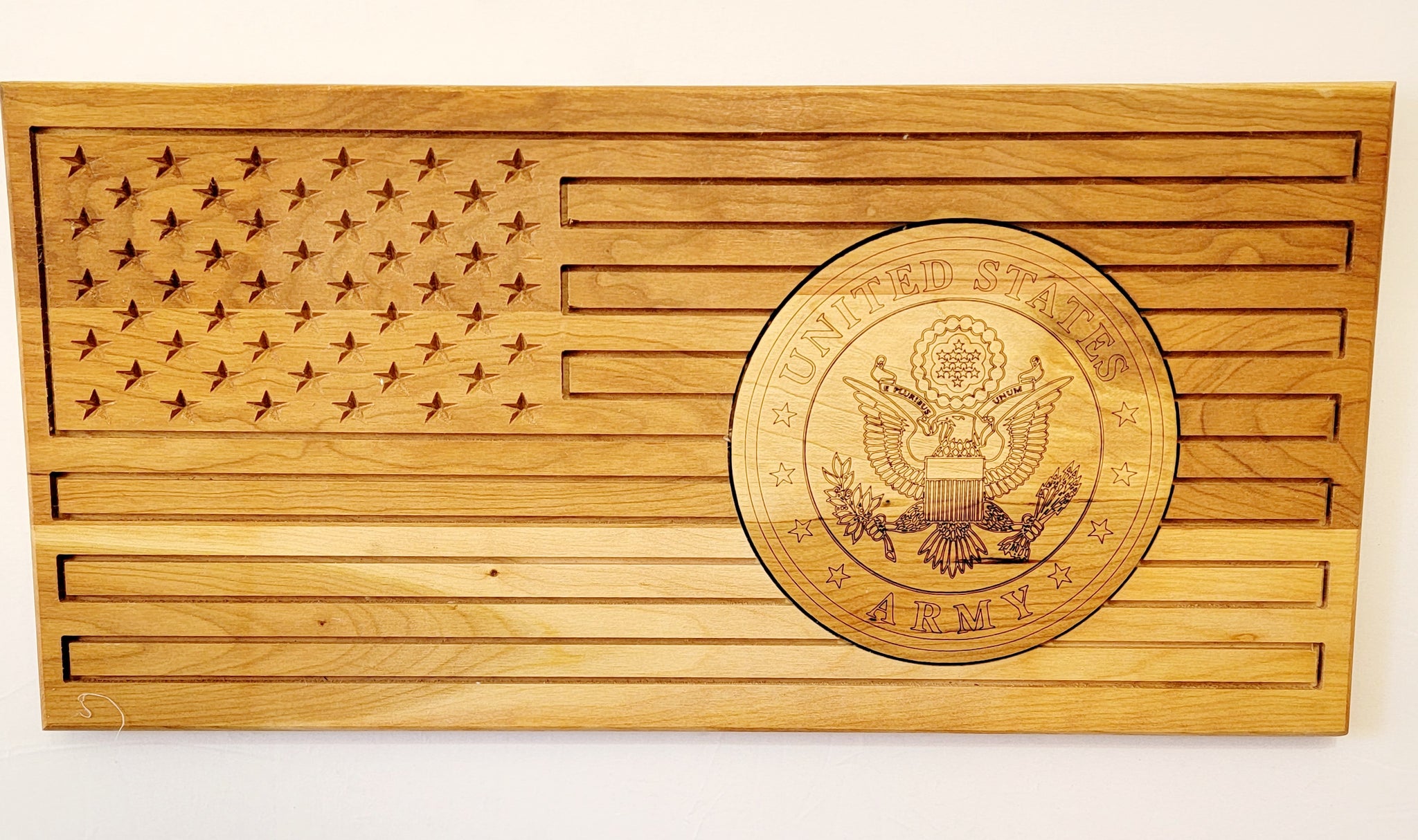 Carved Army Flag With Laser Inlay