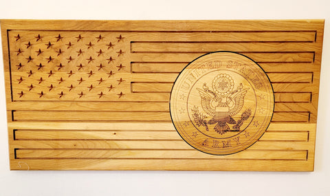 Carved Army Flag With Laser Inlay