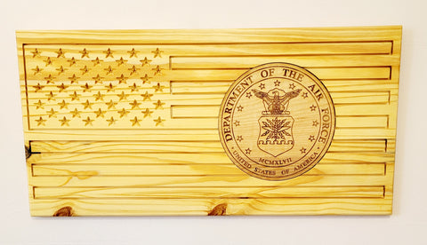 Carved Airforce Flag With Laser Inlay