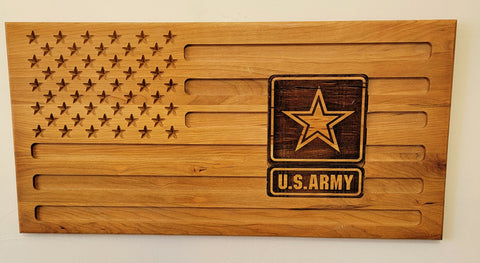 Carved Army Flag With Laser Inlay