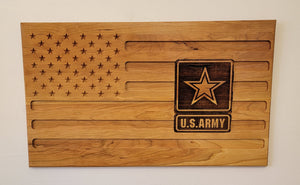 Carved Army Flag With Laser Inlay