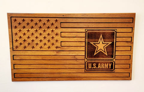 Carved Army Flag With Laser Inlay