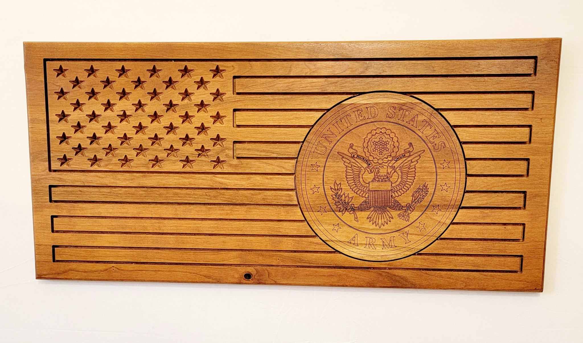Carved Army Flag With Laser Inlay