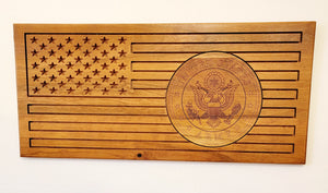 Carved Army Flag With Laser Inlay