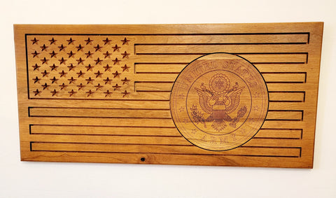 Carved Army Flag With Laser Inlay