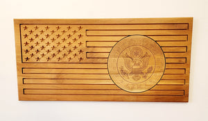 Carved Army Flag With Laser Inlay